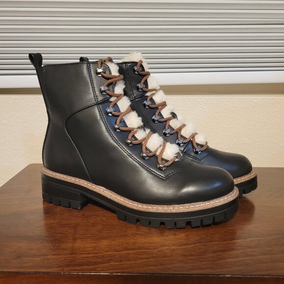 NWT a new day Black Lace-Up Boots with Brown Details Size 8 - Picture 1 of 9